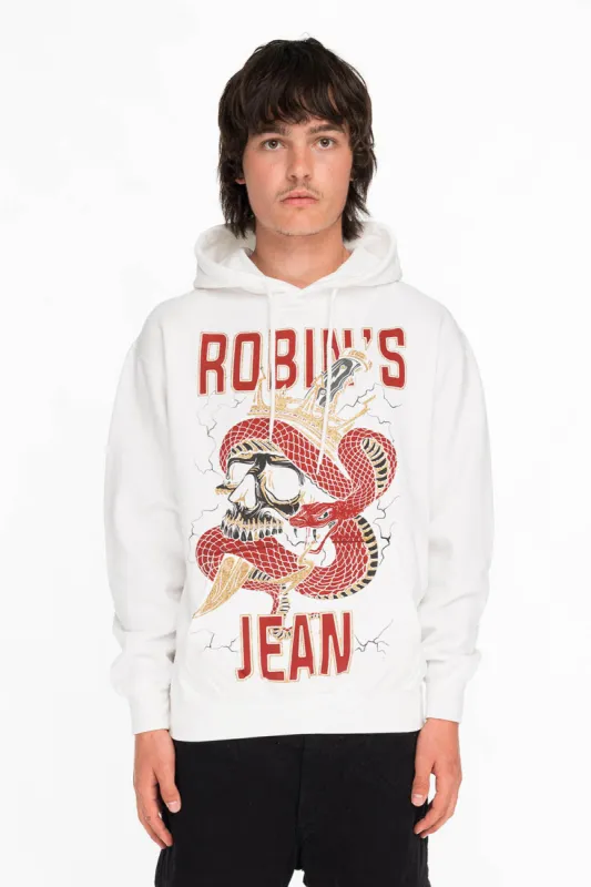 ROBIN'S SNAKE SKULL PULLOVER HOODIE IN WHITE sold by Robin's Jean