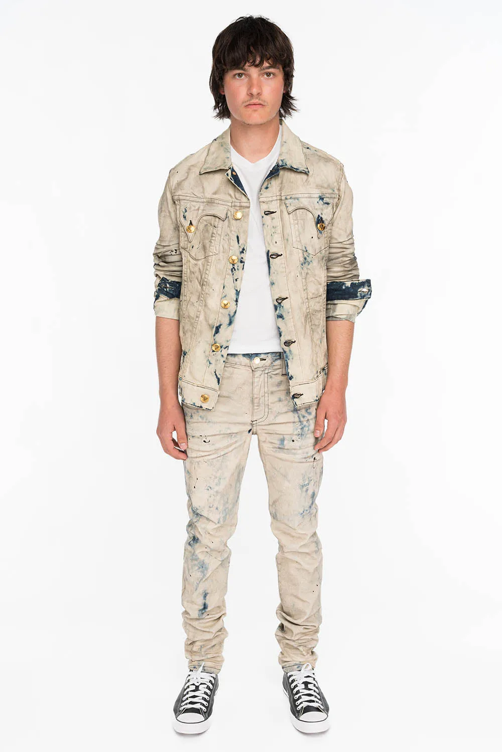 KILLER FLAP MENS SLIM JEANS IN FROZEN WASH WITH GOLD CRYSTALS sold by Robin's Jean product image thumbnail 4