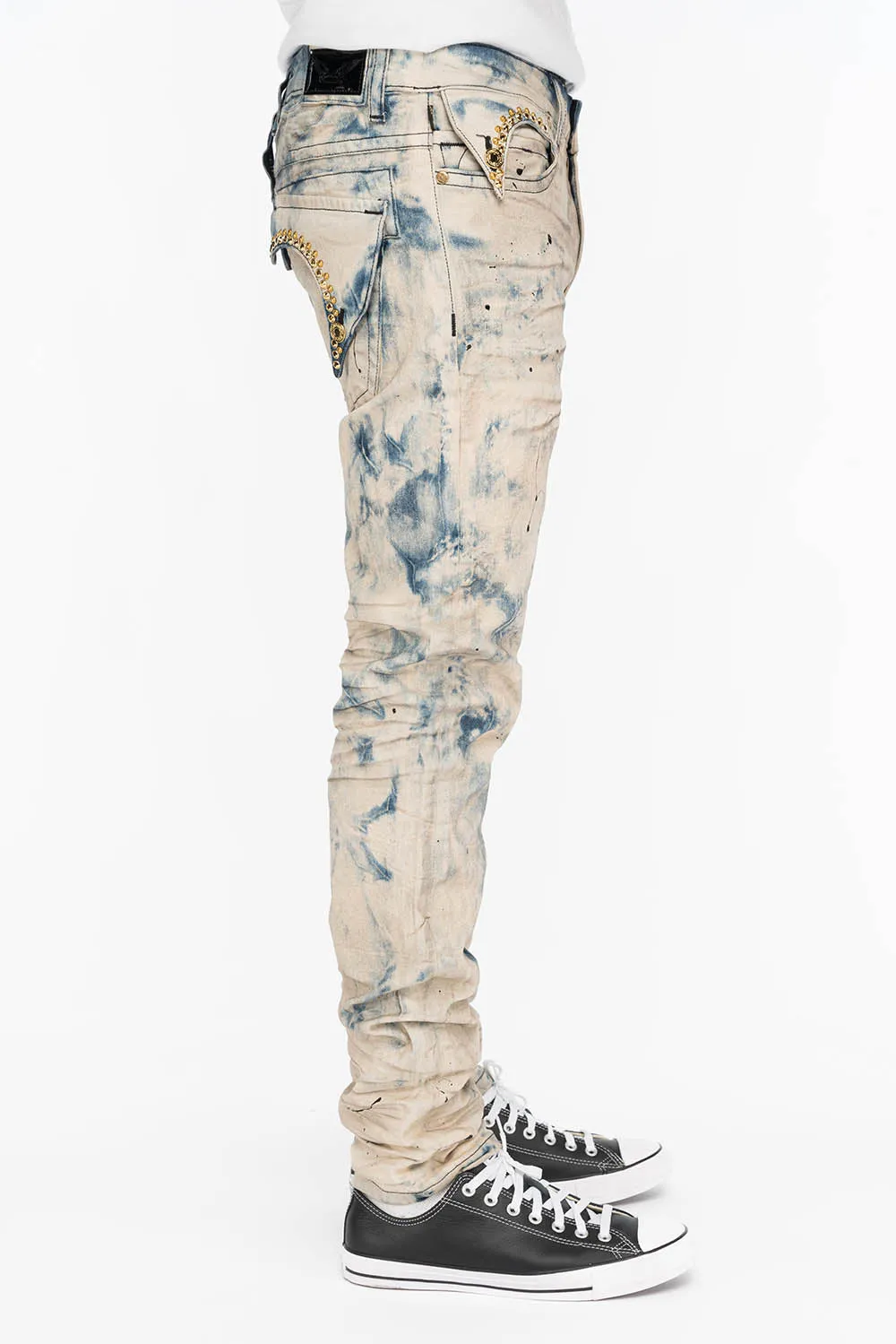 KILLER FLAP MENS SLIM JEANS IN FROZEN WASH WITH GOLD CRYSTALS sold by Robin's Jean product image thumbnail 2