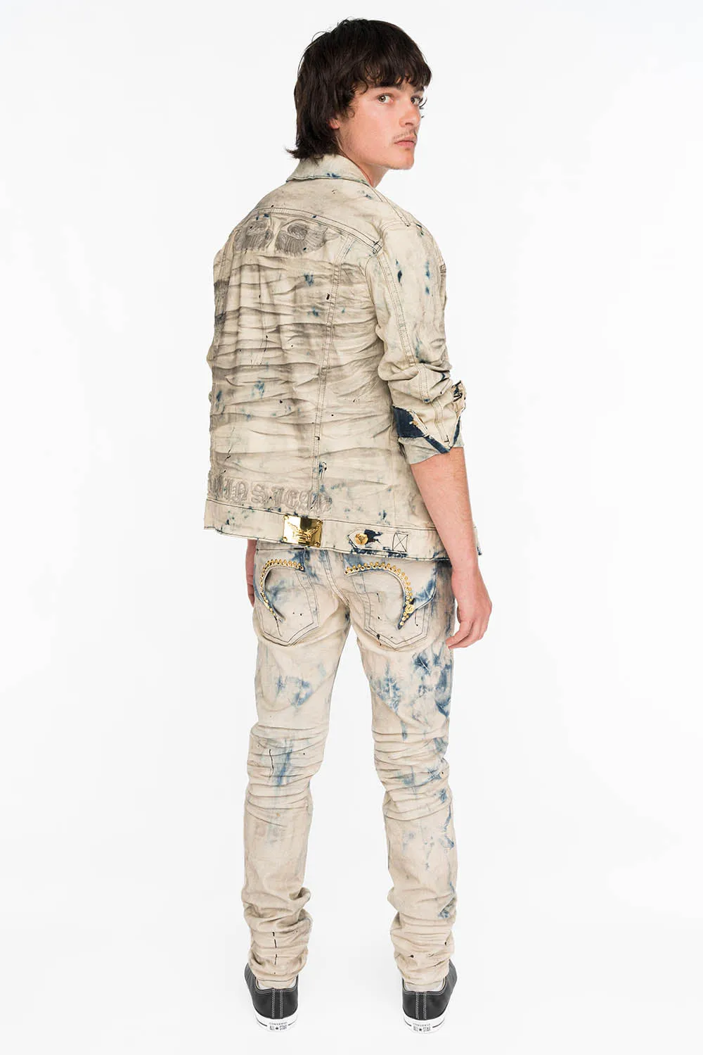 KILLER FLAP MENS SLIM JEANS IN FROZEN WASH WITH GOLD CRYSTALS sold by Robin's Jean product image thumbnail 5