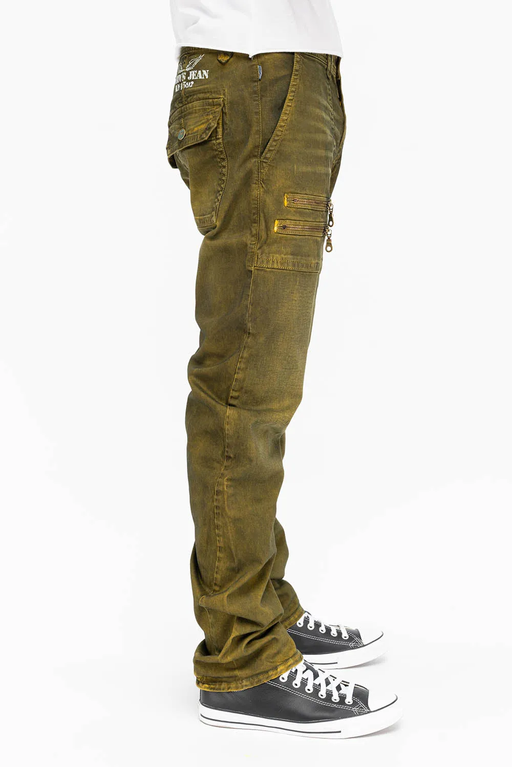 MENS CARGO ZIPPER PANTS IN DUSTY YELLOW sold by Robin's Jean product image thumbnail 2