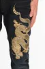 ROBINS MENS SLIM LONG FLAP JEANS IN F_ED UP BLACK WITH GOLD EMBROIDERY AND CRYSTALS sold by Robin's Jean