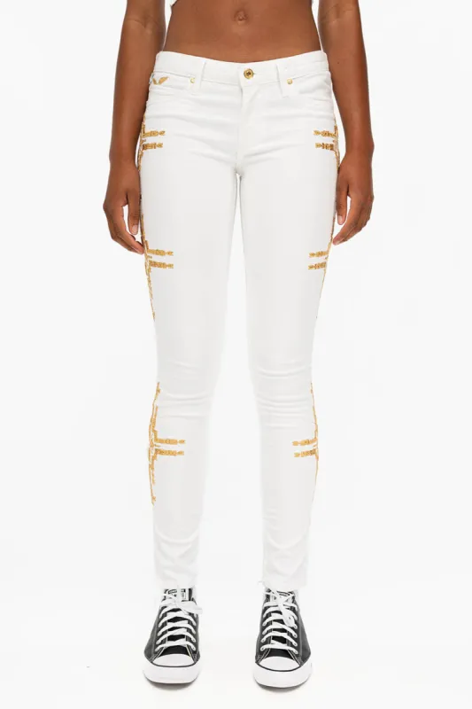 MARILYN SKINNY IN CHAPA WHITE sold by Robin's Jean