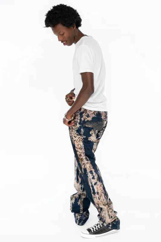 MENS CLASSIC STRAIGHT LEG LONG FLAP JEANS WITH CRYSTALS IN APACHE BROWN sold by Robin's Jean