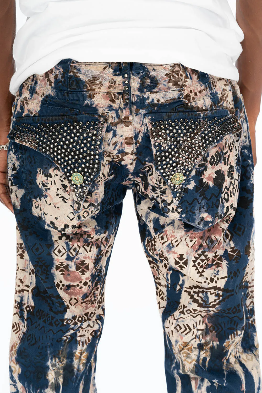 MENS CLASSIC STRAIGHT LEG LONG FLAP JEANS WITH CRYSTALS IN APACHE BROWN sold by Robin's Jean product image thumbnail 5