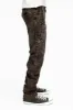 MENS CHINO PANTS WITH STUDS AND CRYSTALS IN BROWN WASH sold by Robin's Jean