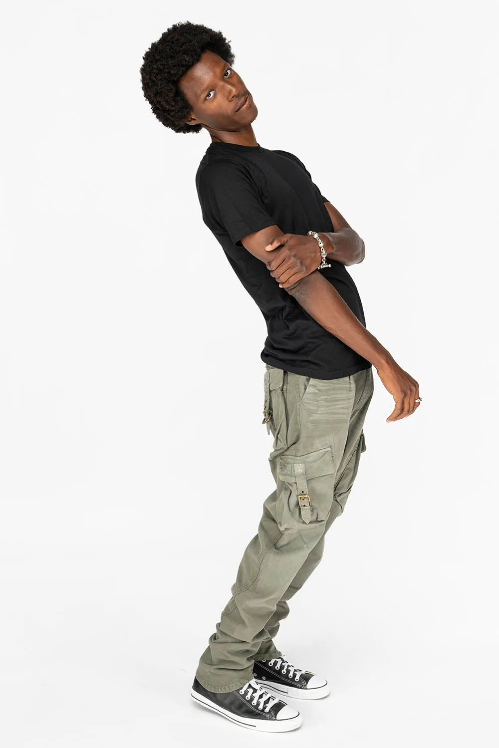 MENS MILITARY STYLE CARGO PANTS IN OLIVE DYE sold by Robin's Jean