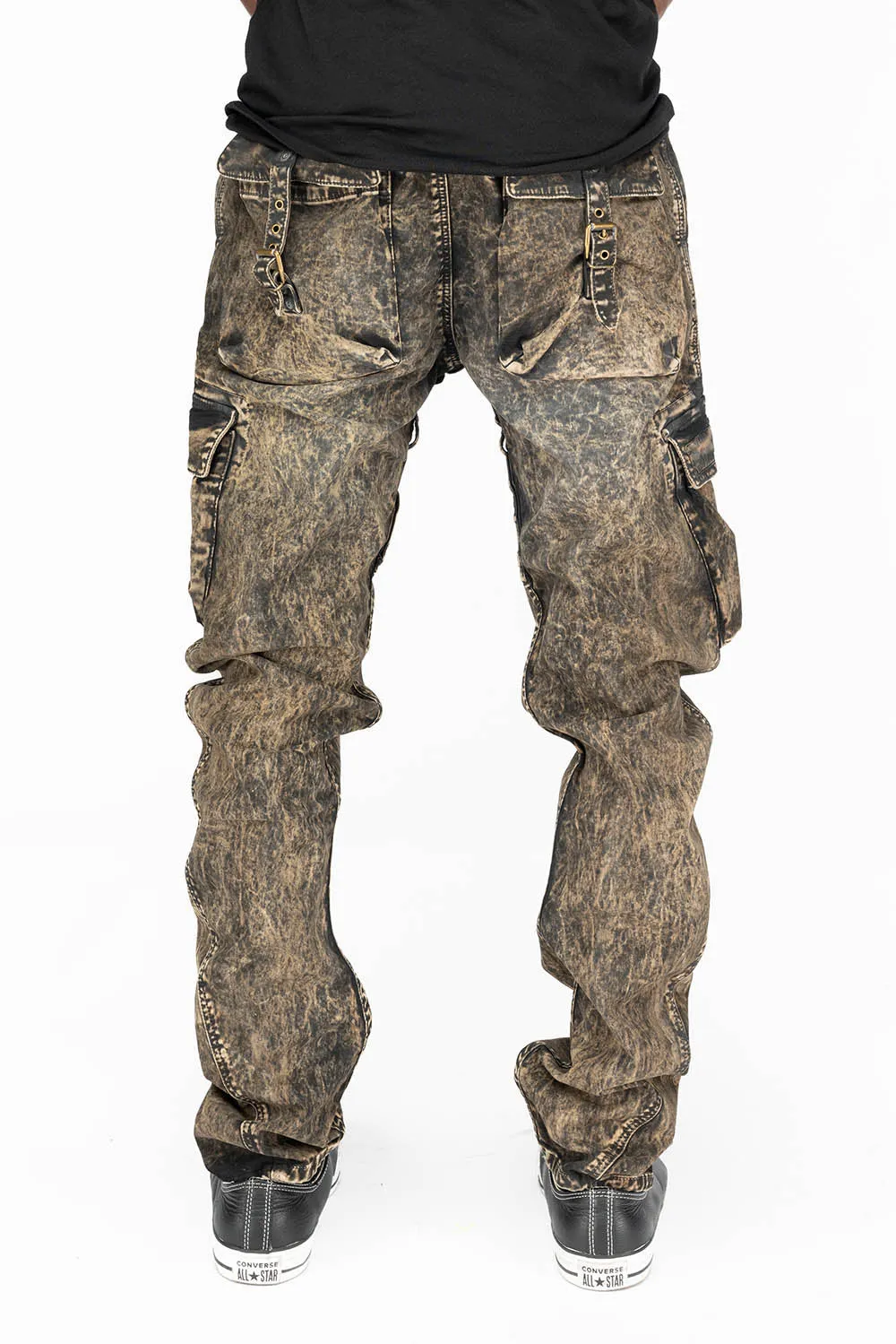 MENS MILITARY STYLE CARGO PANTS IN BROWN THUNDER WASH sold by Robin's Jean product image thumbnail 3