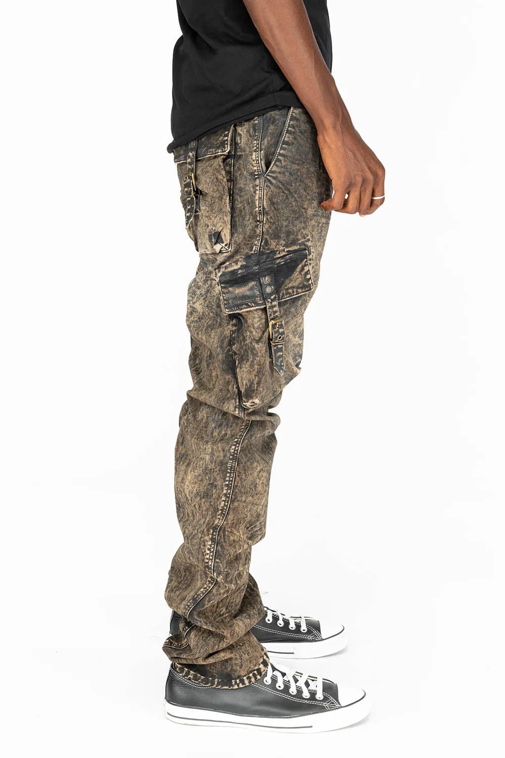 MENS MILITARY STYLE CARGO PANTS IN BROWN THUNDER WASH sold by Robin's Jean product image thumbnail 2