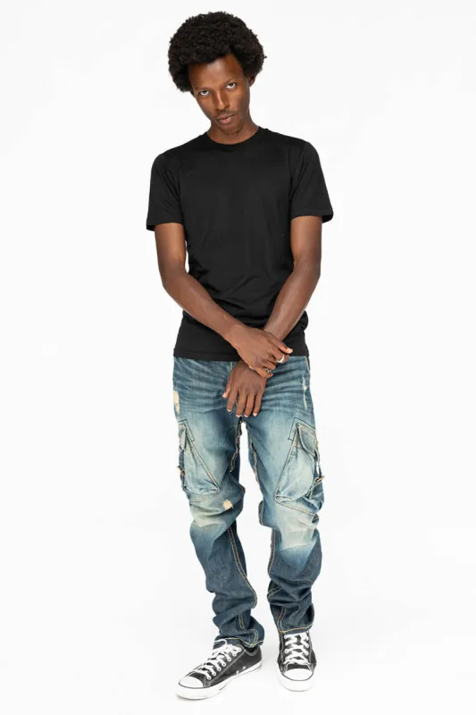MENS PREDATOR CARGO JEAN PANTS IN  BLUE G DARK BROKEN sold by Robin's Jean