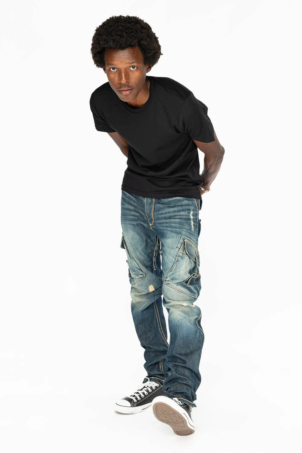 MENS PREDATOR CARGO JEAN PANTS IN BLUE G DARK BROKEN sold by Robin's Jean product image thumbnail 5