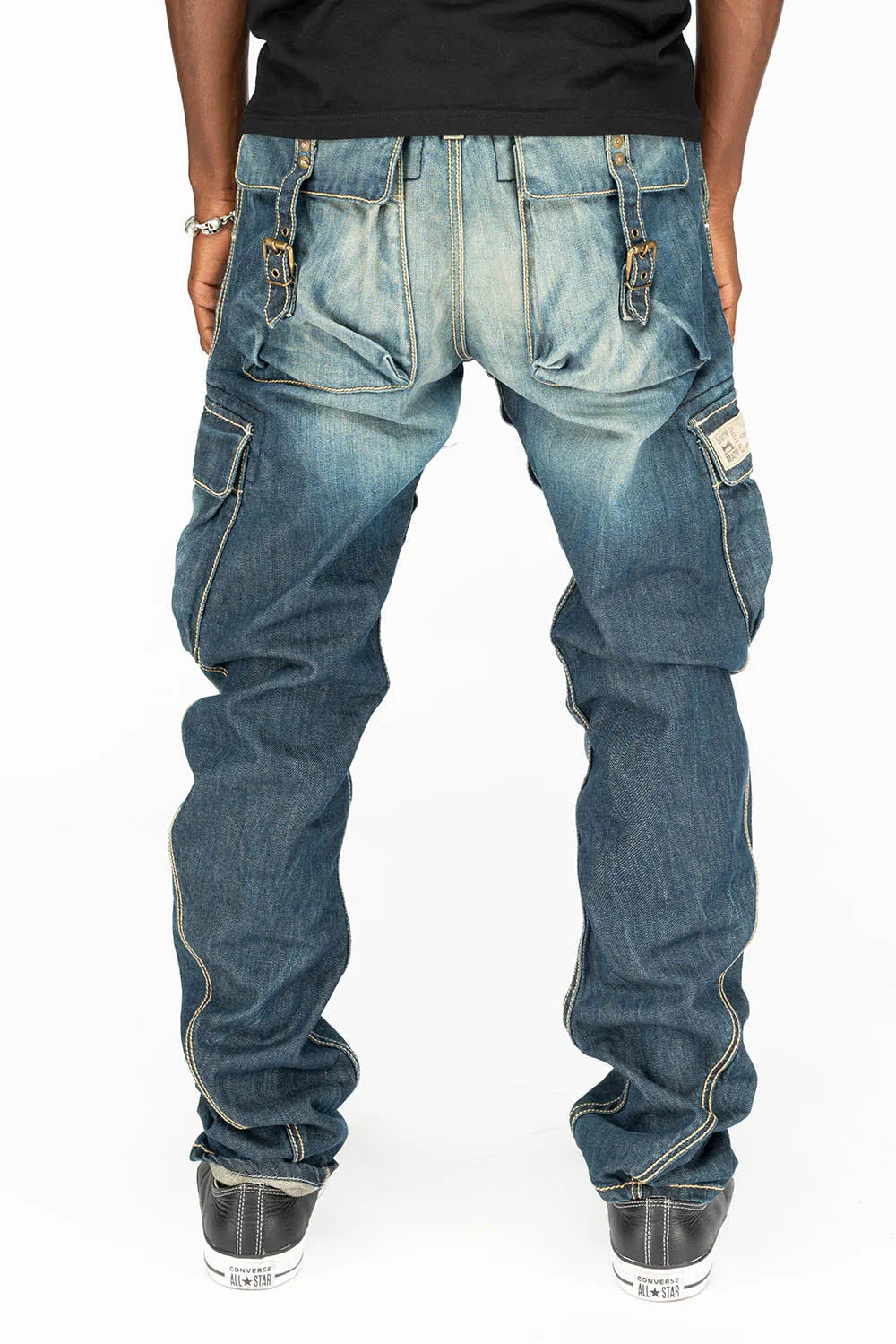 MENS PREDATOR CARGO JEAN PANTS IN BLUE G DARK BROKEN sold by Robin's Jean product image thumbnail 4