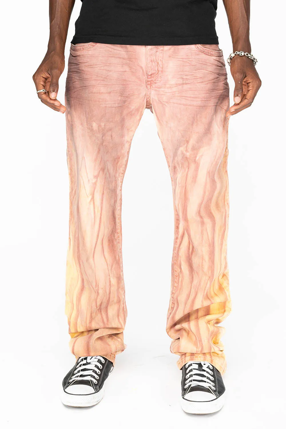 LONG FLAP MENS STRAIGHT LEG JEANS WITH CRYSTALS IN FIRE YELLOW WASH sold by Robin's Jean product image thumbnail 2