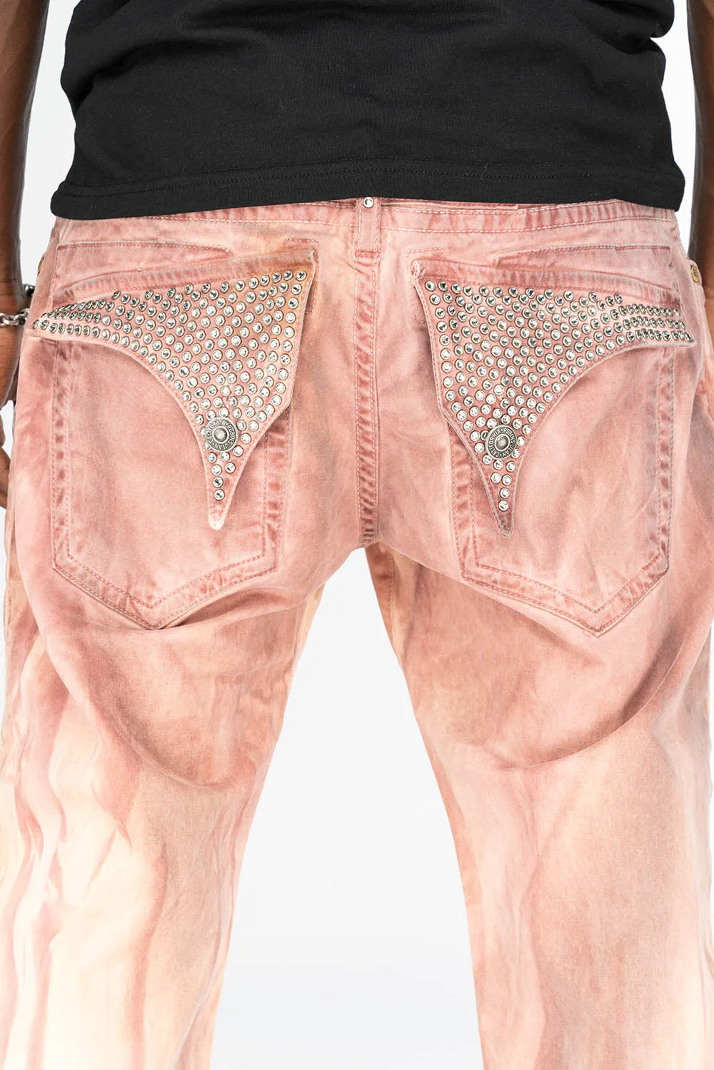 LONG FLAP MENS STRAIGHT LEG JEANS WITH CRYSTALS IN FIRE YELLOW WASH sold by Robin's Jean product image thumbnail 4