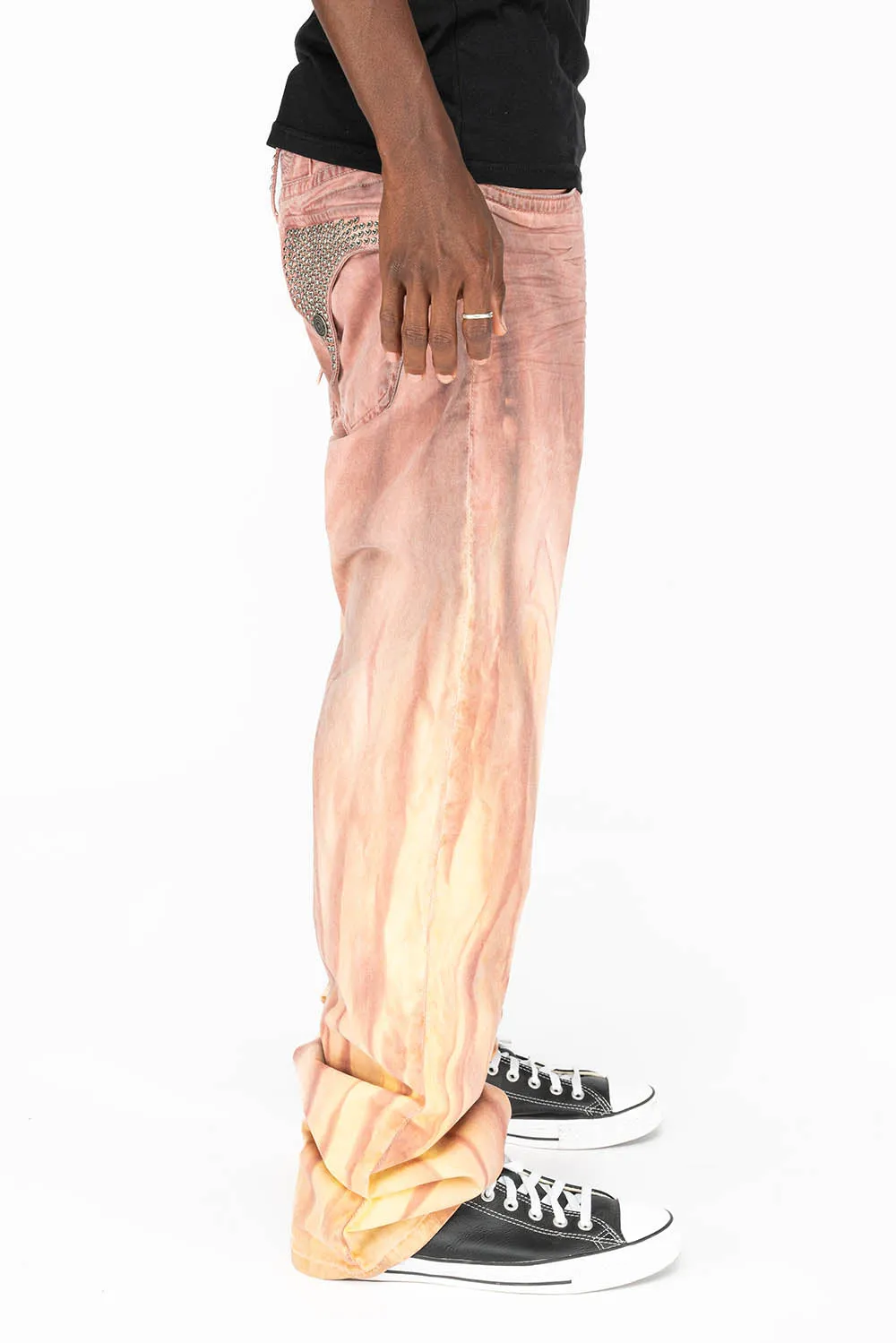 LONG FLAP MENS STRAIGHT LEG JEANS WITH CRYSTALS IN FIRE YELLOW WASH sold by Robin's Jean product image thumbnail 3