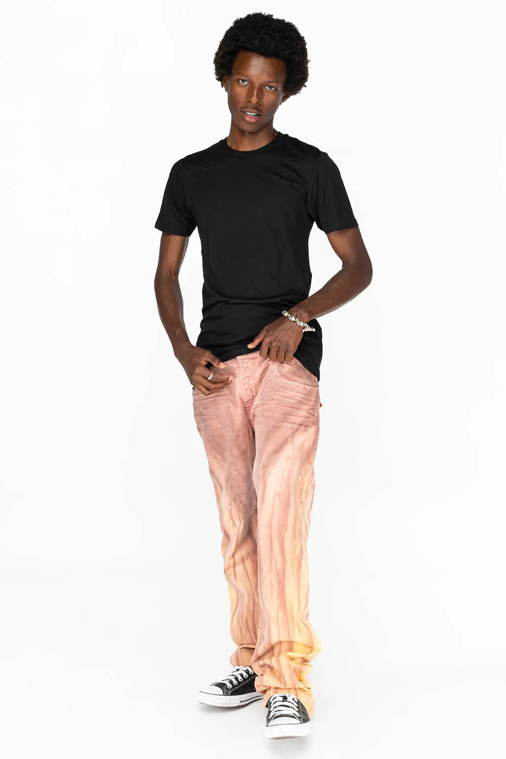 LONG FLAP MENS STRAIGHT LEG JEANS WITH CRYSTALS IN FIRE YELLOW WASH sold by Robin's Jean product image thumbnail 5