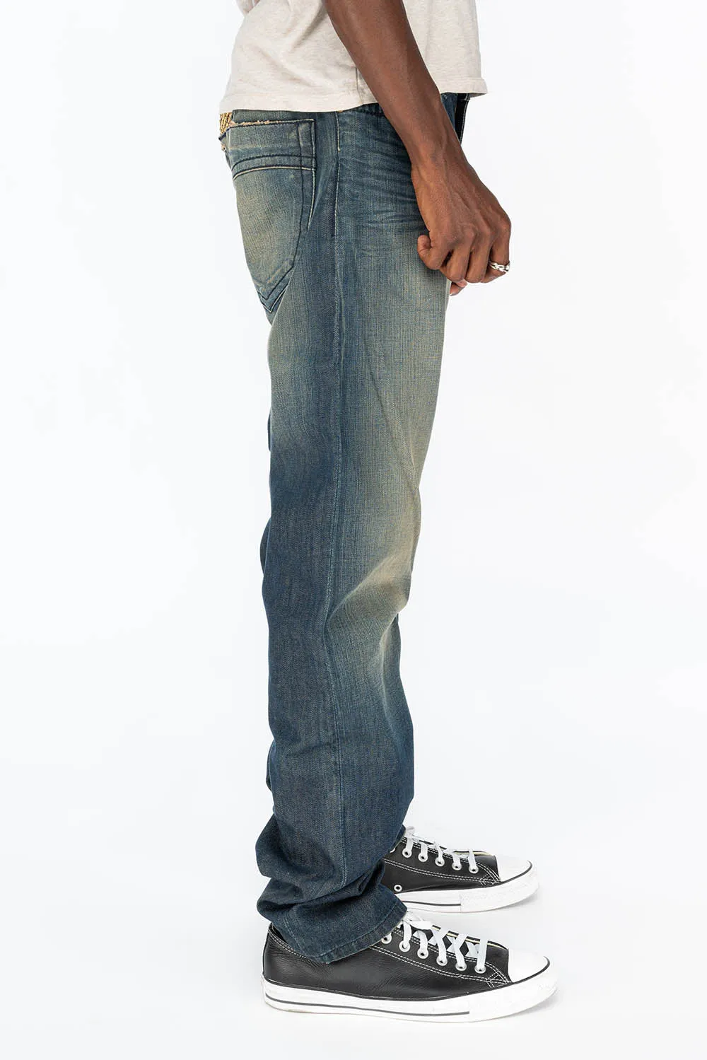 CLASSIC 5 POCKET SLIM JEANS IN BLUE SMOKY DARK WASH WITH CRYSTAL sold by Robin's Jean product image thumbnail 3