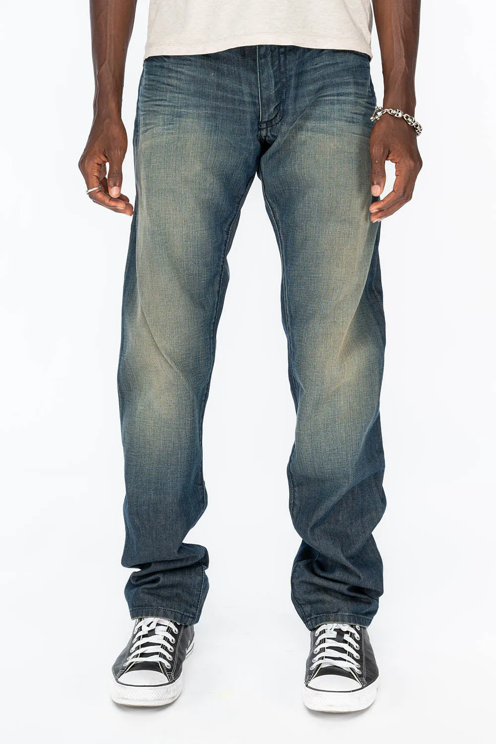 CLASSIC 5 POCKET SLIM JEANS IN BLUE SMOKY DARK WASH WITH CRYSTAL sold by Robin's Jean product image thumbnail 2