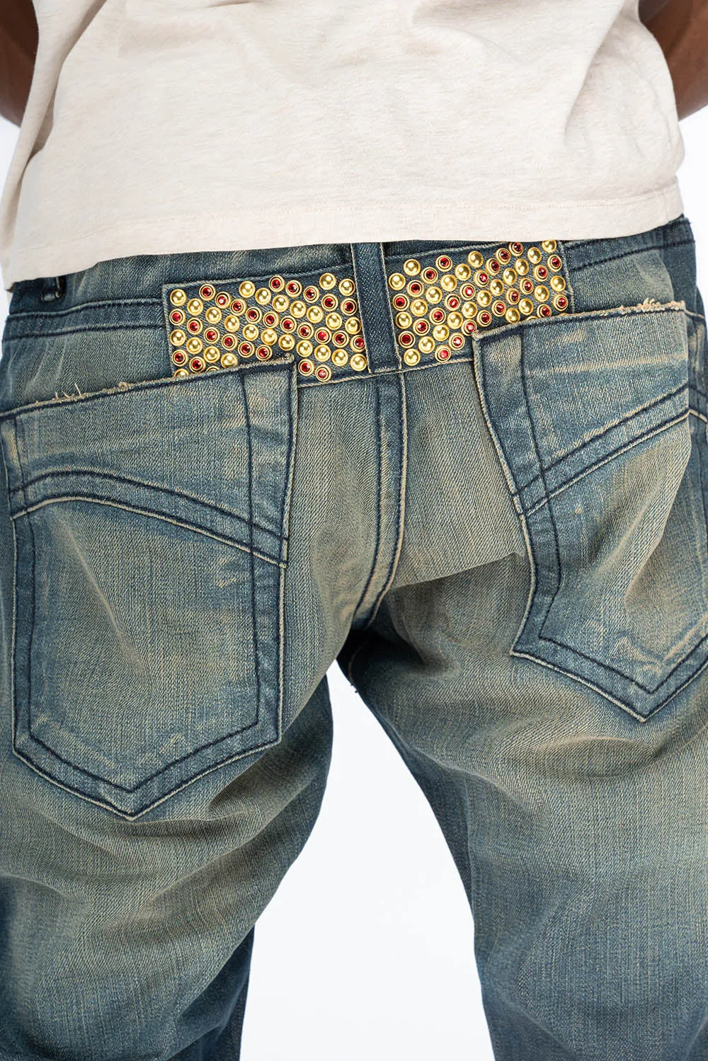 CLASSIC 5 POCKET SLIM JEANS IN BLUE SMOKY DARK WASH WITH CRYSTAL sold by Robin's Jean product image thumbnail 5