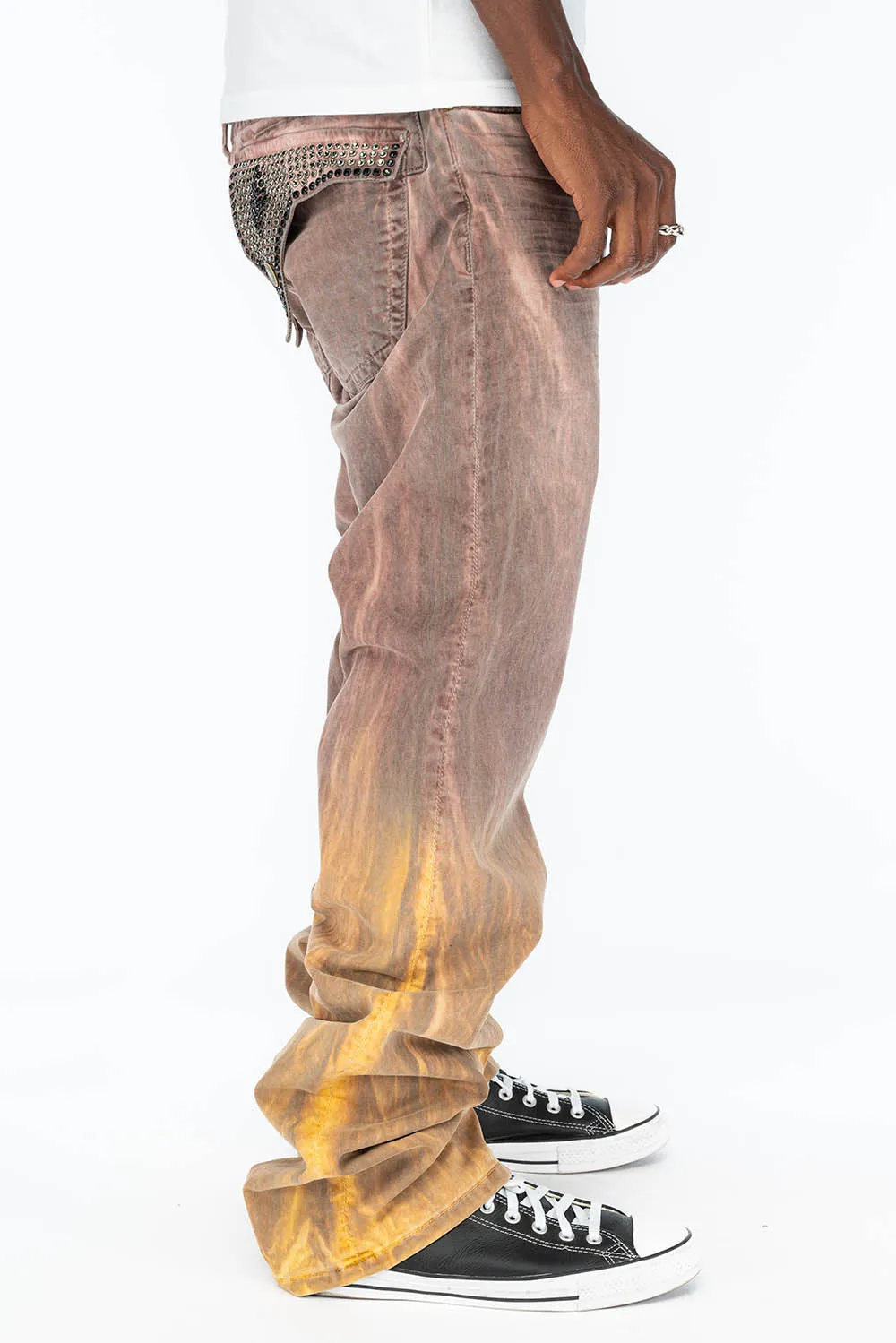 LONG FLAP MENS STRAIGHT LEG JEANS WITH CRYSTALS IN CANDY WASH sold by Robin's Jean product image thumbnail 4