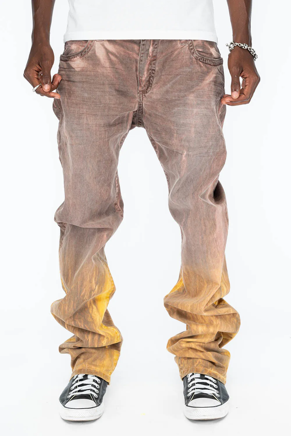 LONG FLAP MENS STRAIGHT LEG JEANS WITH CRYSTALS IN CANDY WASH sold by Robin's Jean product image thumbnail 5