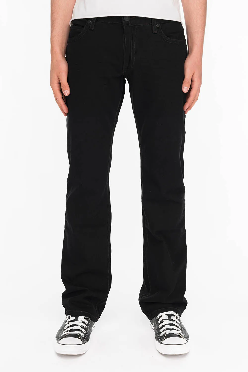 MENS LEATHER FLAP POCKET STRAIGHT LEG JEANS IN BLK sold by Robin's Jean product image thumbnail 2