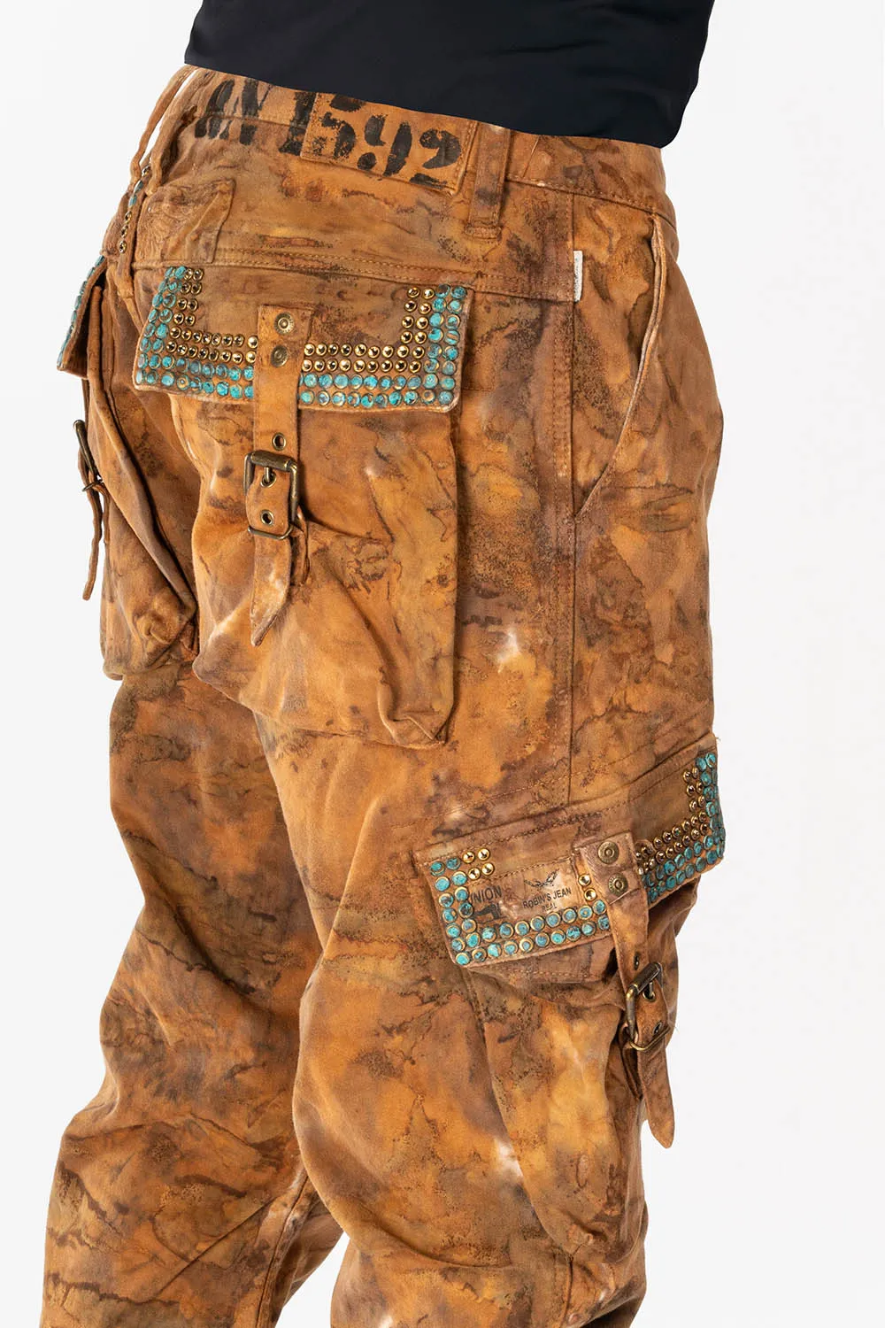 MENS PREDATOR CARGO PANTS WITH CRYSTALS IN MUD BROWN sold by Robin's Jean product image thumbnail 4