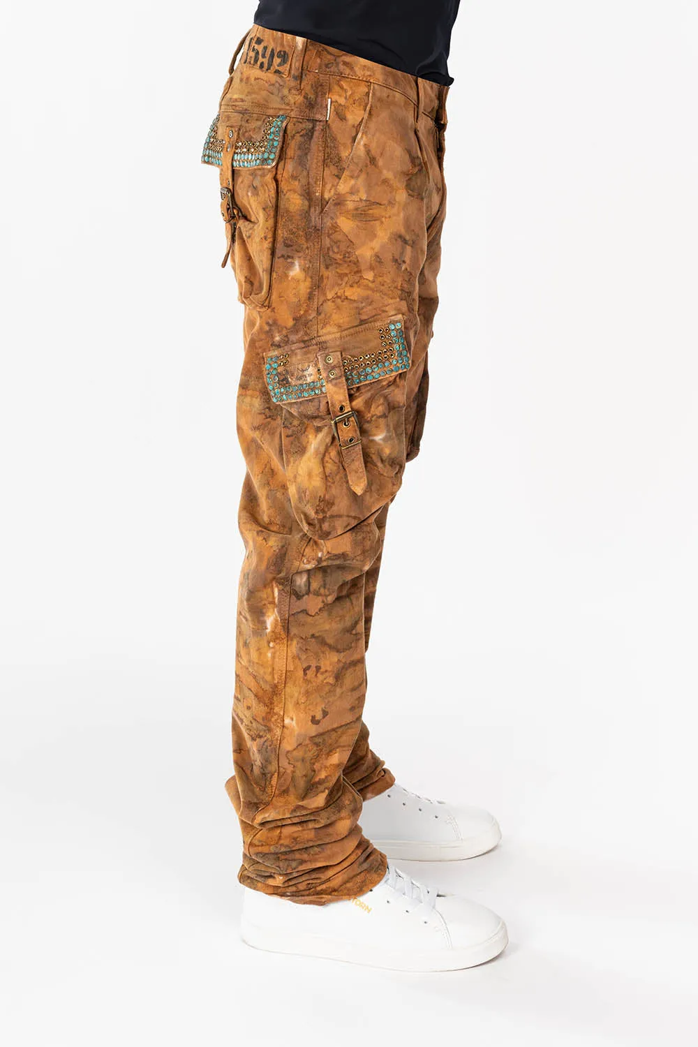 MENS PREDATOR CARGO PANTS WITH CRYSTALS IN MUD BROWN sold by Robin's Jean product image thumbnail 2