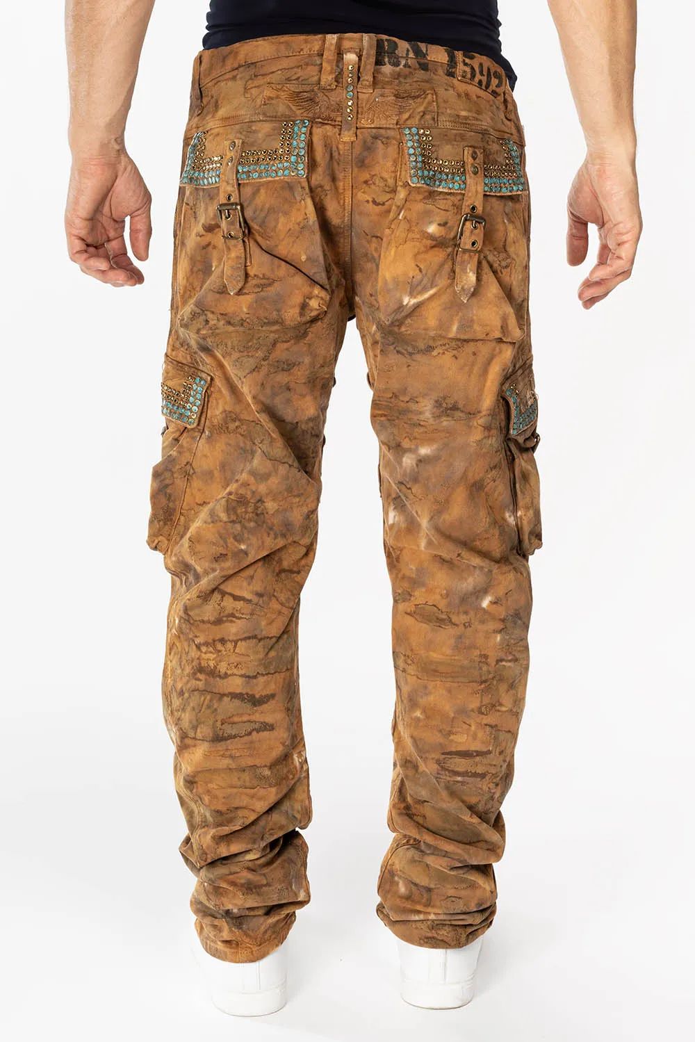 MENS PREDATOR CARGO PANTS WITH CRYSTALS IN MUD BROWN sold by Robin's Jean product image thumbnail 3
