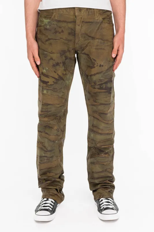 CLASSIC 5 POCKET STRAIGHT LEG JEANS IN MUD GREEN COATED sold by Robin's Jean
