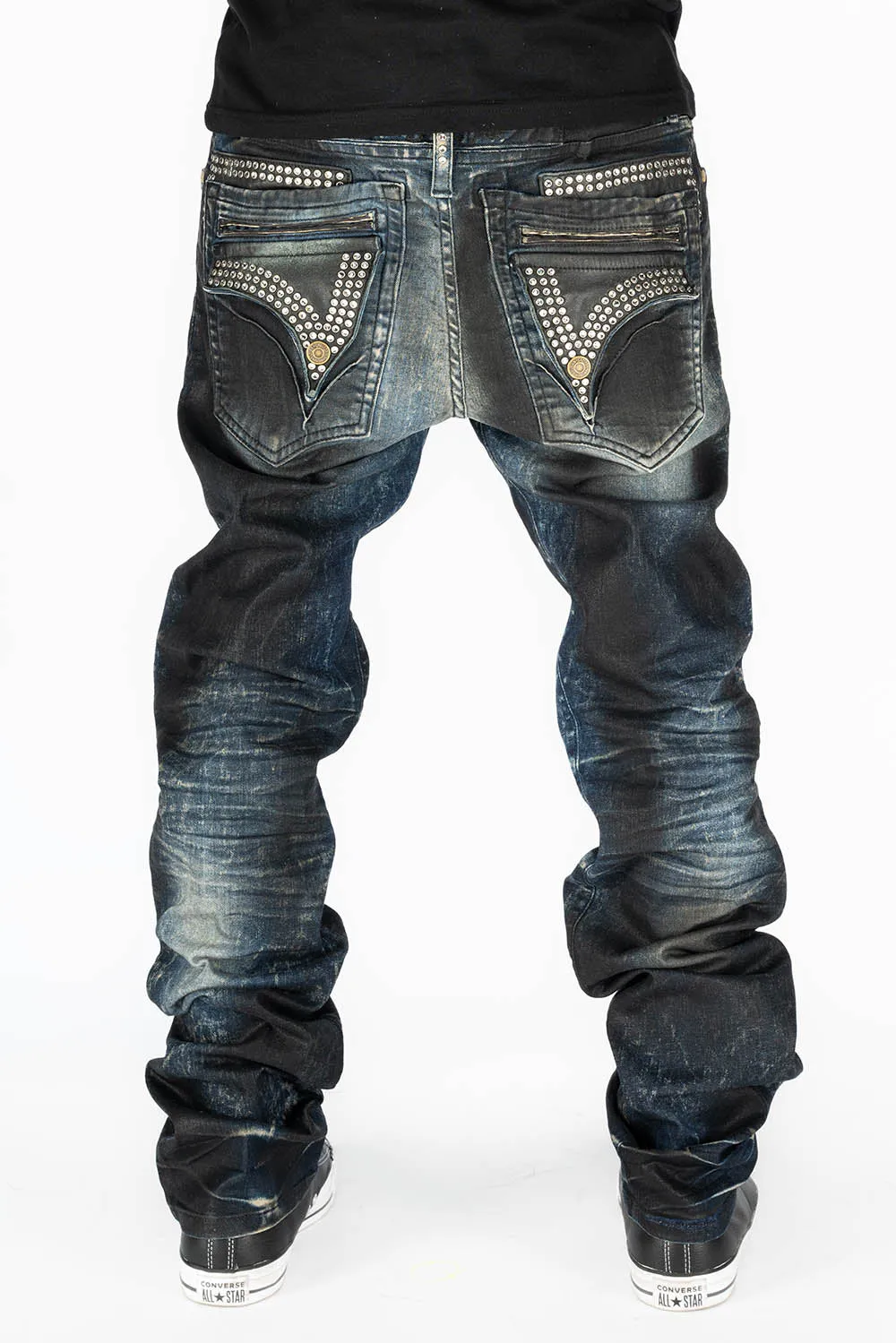 MINI FLAP MENS SLIM JEANS IN 5D SEMI COATING WITH CRYSTALS sold by Robin's Jean