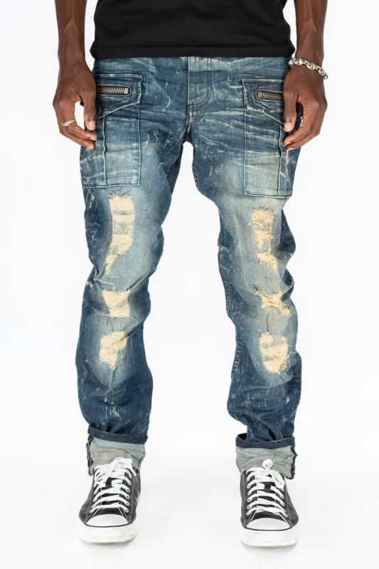 MILOU CARGO JEAN IN 4D DARK BROKEN BACKING sold by Robin's Jean