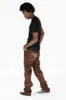 MENS LONG FLAP STRAIGHT CUT JEANS WITH CRYSTALS IN OIL BROWN sold by Robin's Jean