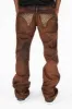 MENS LONG FLAP STRAIGHT CUT JEANS WITH CRYSTALS IN OIL BROWN sold by Robin's Jean