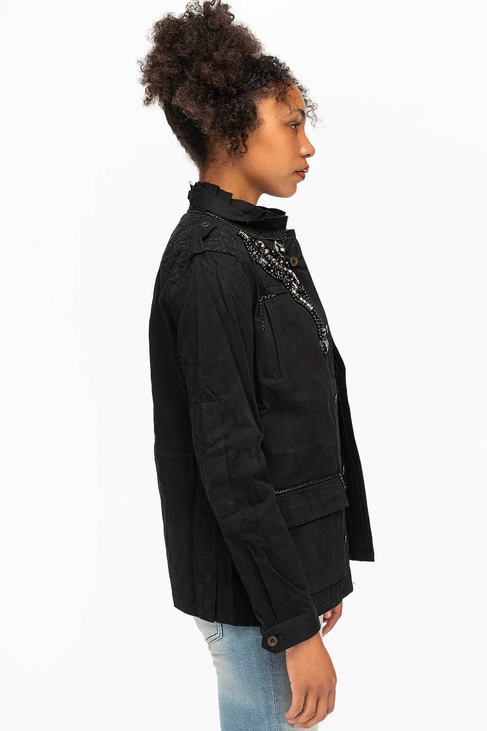 MILITARY JACKET WITH CRYSTALS IN BLACK sold by Robin's Jean product image thumbnail 3