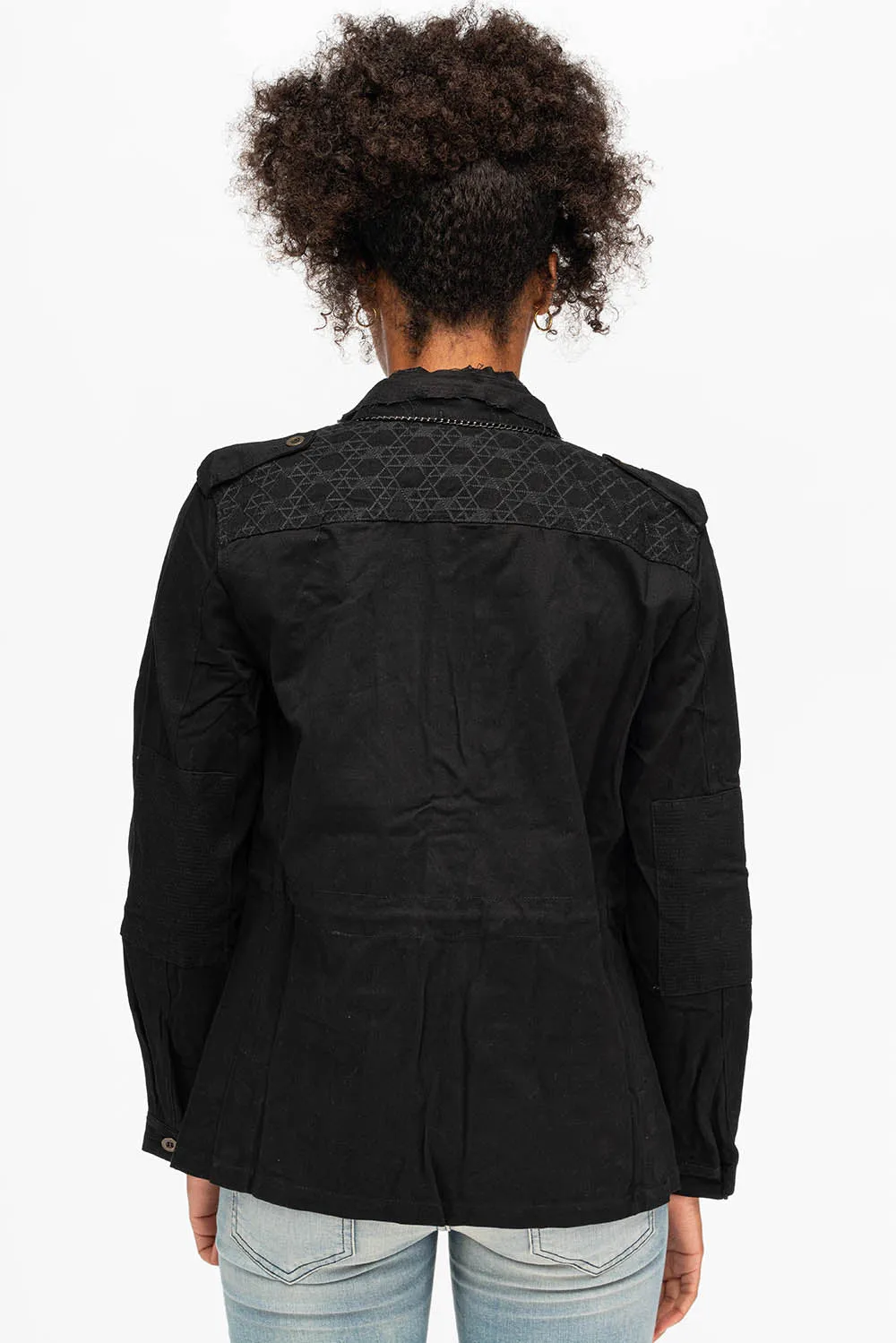 MILITARY JACKET WITH CRYSTALS IN BLACK sold by Robin's Jean product image thumbnail 4