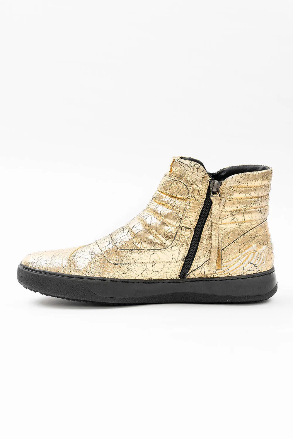 MENS MID TOP BIKER SHOES IN CRACKLED GOLD sold by Robin's Jean product image thumbnail 5