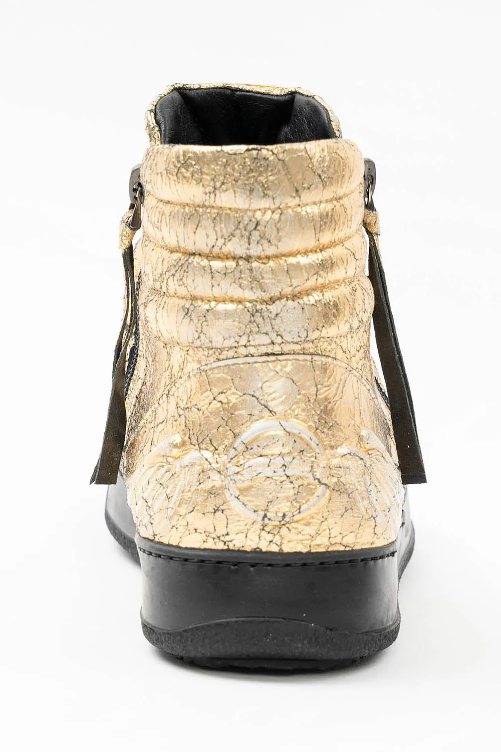 MENS MID TOP BIKER SHOES IN CRACKLED GOLD sold by Robin's Jean product image thumbnail 4