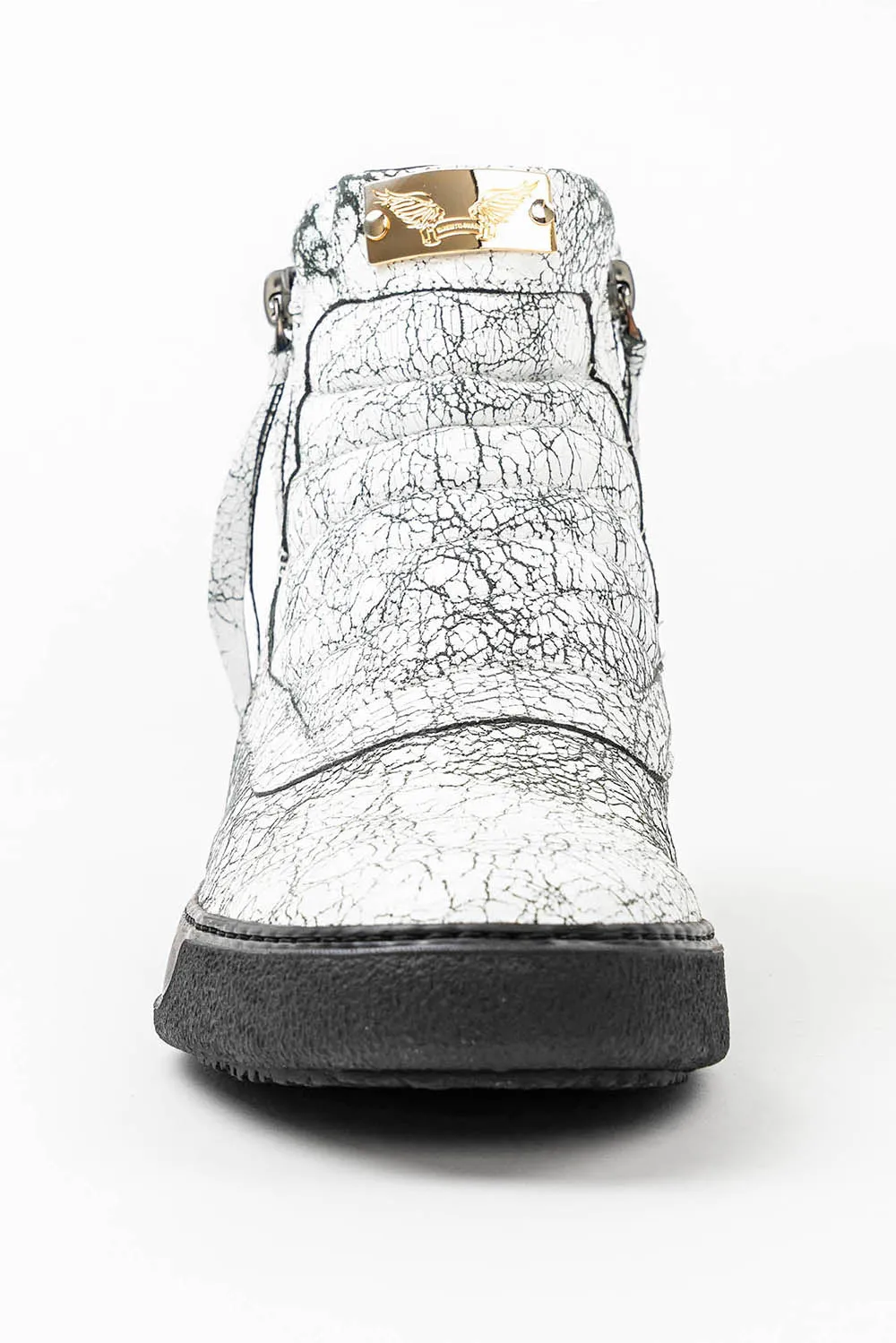 MENS MID TOP BIKER SHOES IN CRACKLED WHITE sold by Robin's Jean product image thumbnail 3