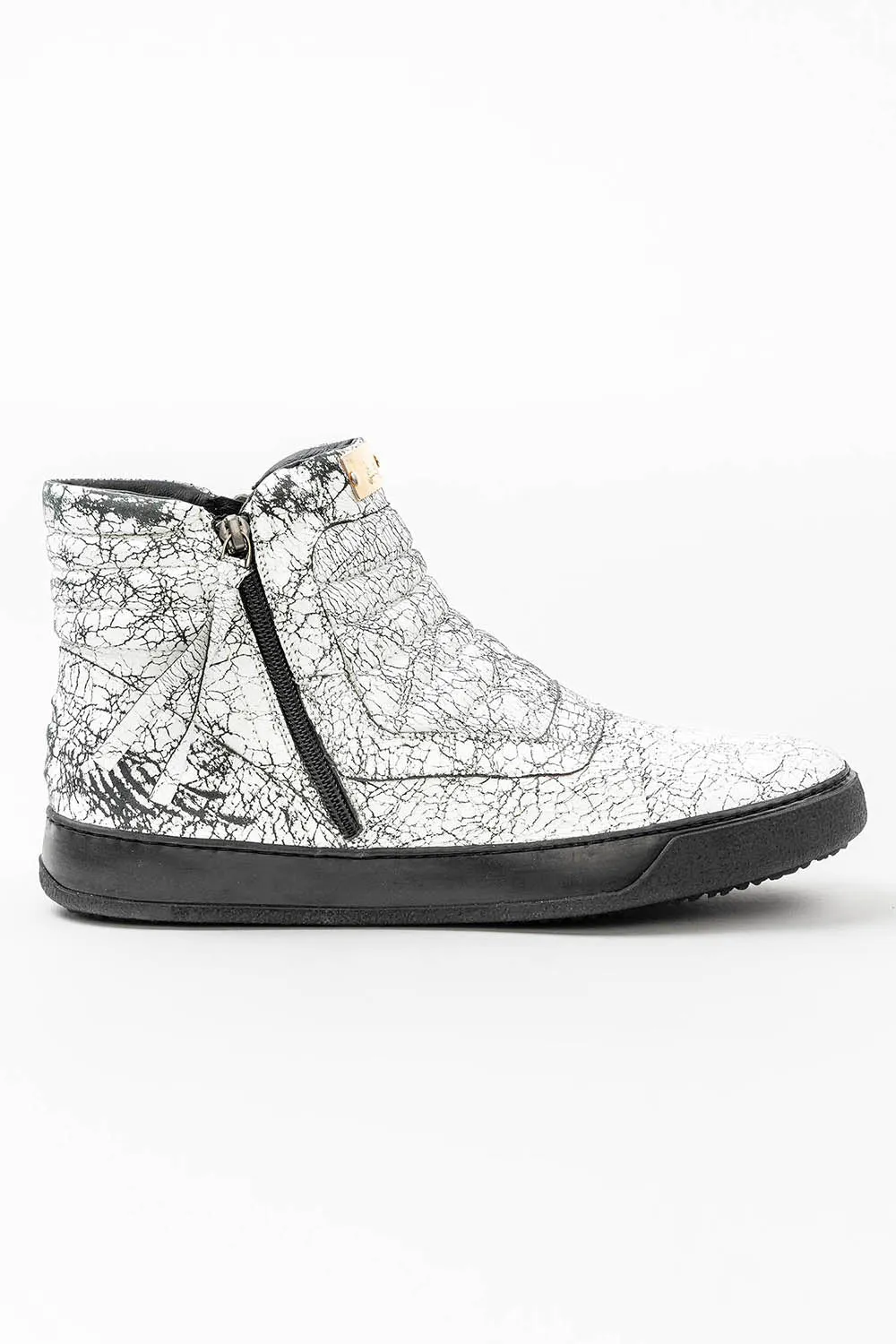 MENS MID TOP BIKER SHOES IN CRACKLED WHITE sold by Robin's Jean product image thumbnail 4