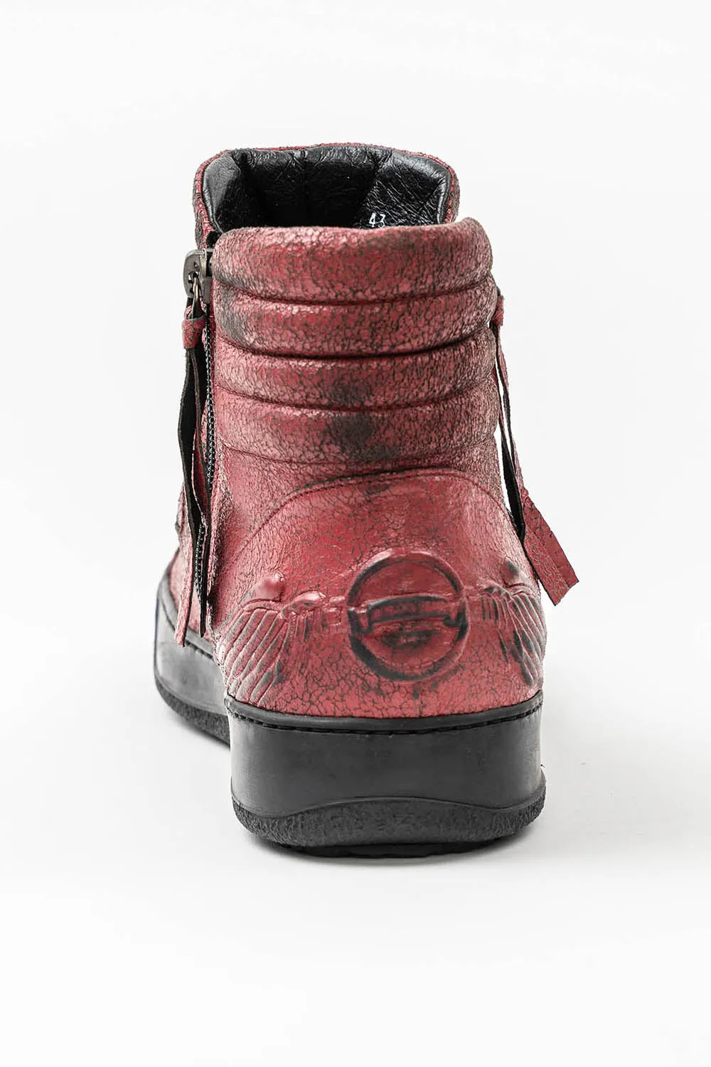 MENS MID TOP BIKER SHOES IN CRACKLED RED sold by Robin's Jean product image thumbnail 5