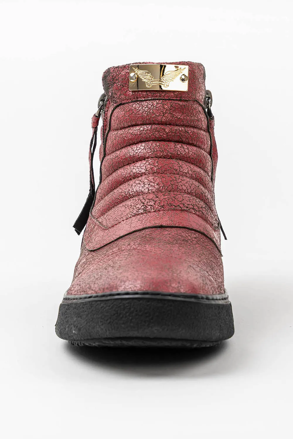 MENS MID TOP BIKER SHOES IN CRACKLED RED sold by Robin's Jean product image thumbnail 3