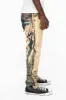 MENS  FLAP POCKET SKINNY JEANS IN GRAFFITI WASH WITH CRYSTALS sold by Robin's Jean