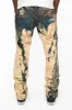 MENS  FLAP POCKET SKINNY JEANS IN GRAFFITI WASH WITH CRYSTALS sold by Robin's Jean