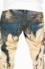 MENS  FLAP POCKET SKINNY JEANS IN GRAFFITI WASH WITH CRYSTALS sold by Robin's Jean