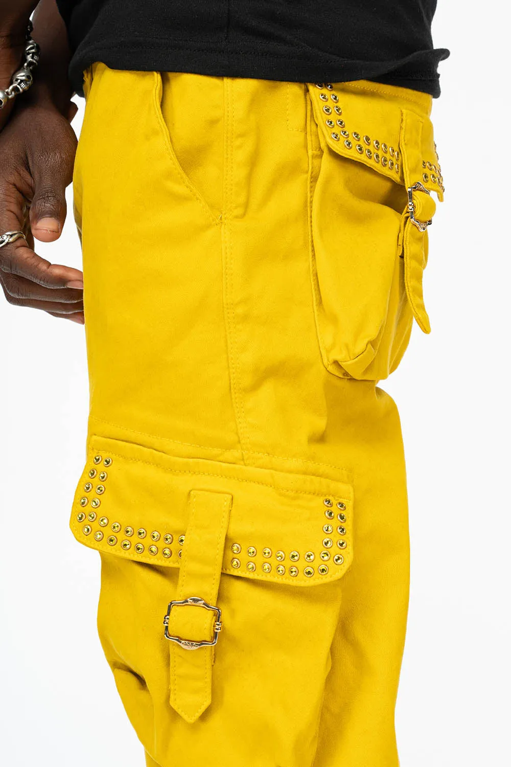 ROBINS NEW MILITARY STYLE CARGO PANTS IN MUSTARD WITH CITRINE CRYSTALS sold by Robin's Jean product image thumbnail 3
