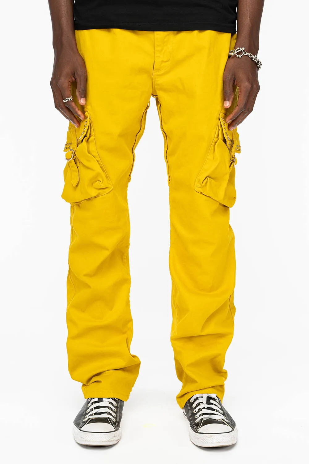 ROBINS NEW MILITARY STYLE CARGO PANTS IN MUSTARD WITH CITRINE CRYSTALS sold by Robin's Jean product image thumbnail 4
