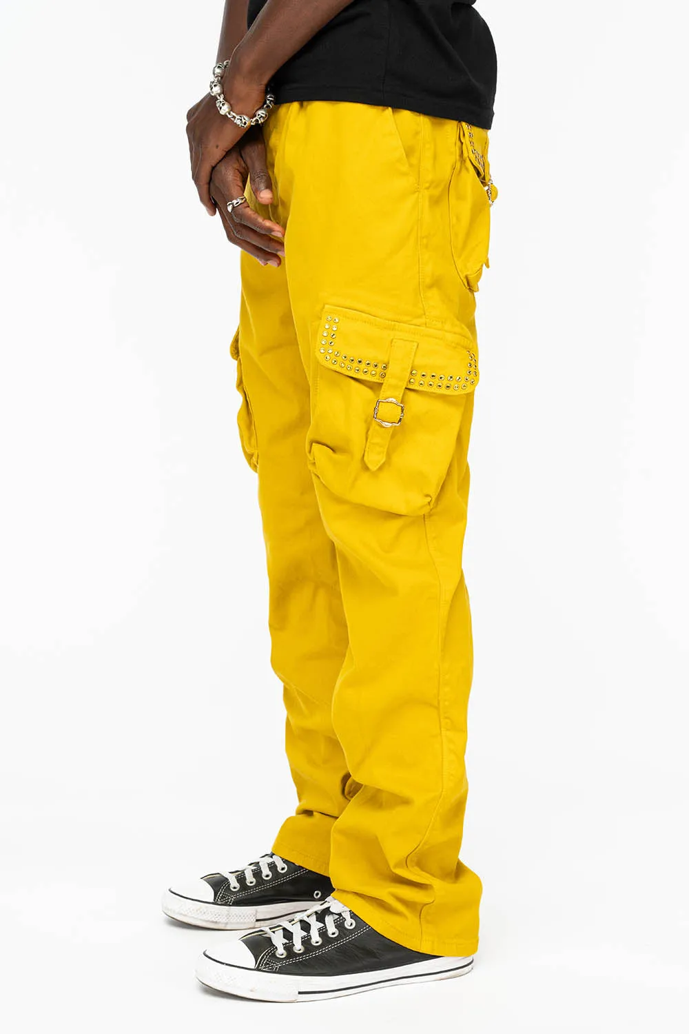 ROBINS NEW MILITARY STYLE CARGO PANTS IN MUSTARD WITH CITRINE CRYSTALS sold by Robin's Jean product image thumbnail 2