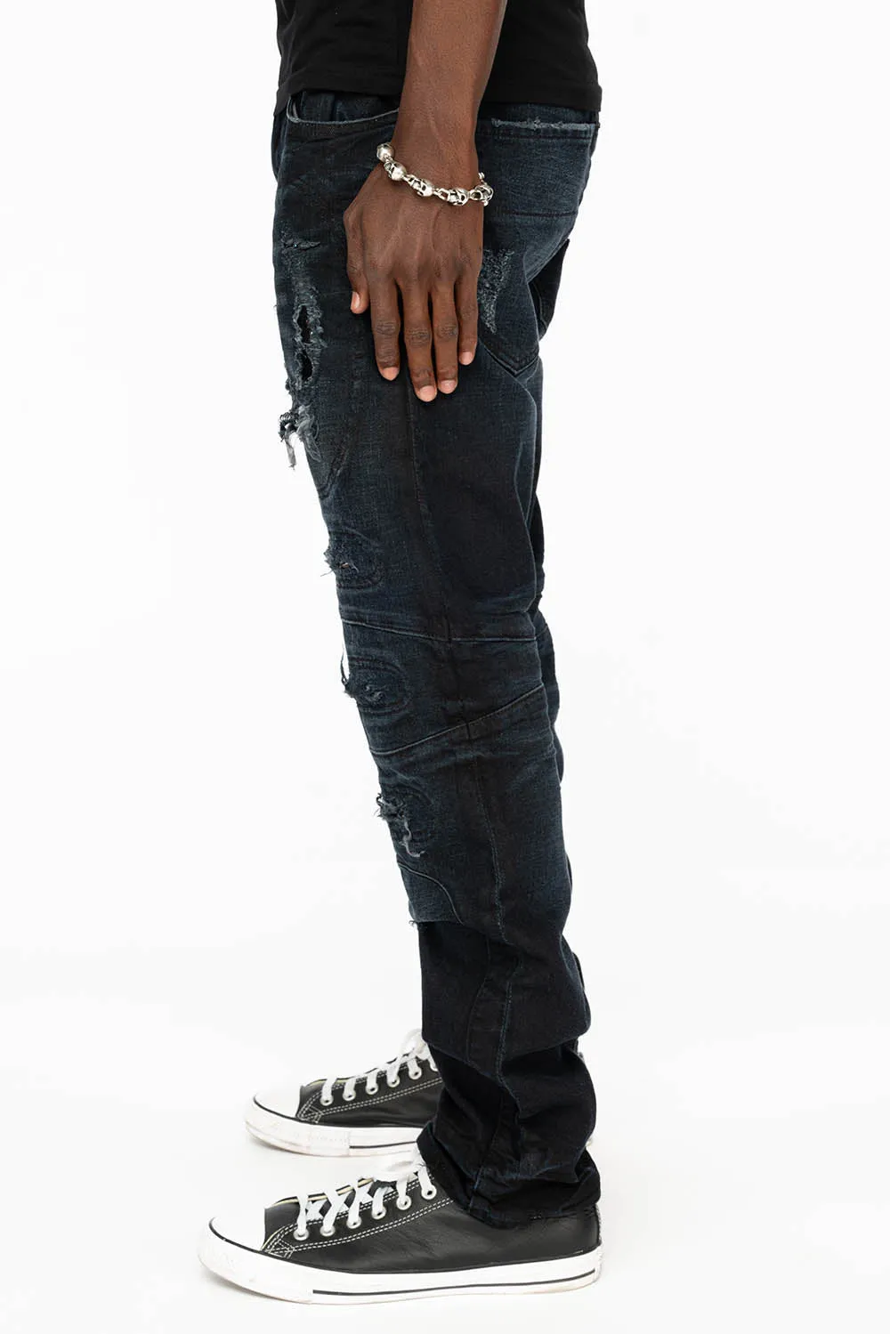 SLIM JEANS WITH OVAL PATCHES WITH STUDS AND CRYSTALS IN F_ED UP BLACK sold by Robin's Jean product image thumbnail 4