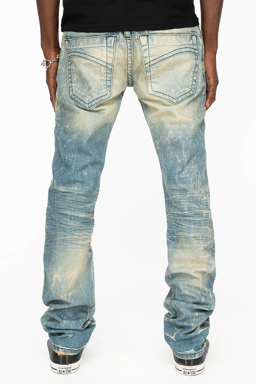 MENS MOTORCYCLE ZIPPERS SLIM JEANS IN LIGHT BLUE WASH sold by Robin's Jean product image thumbnail 3